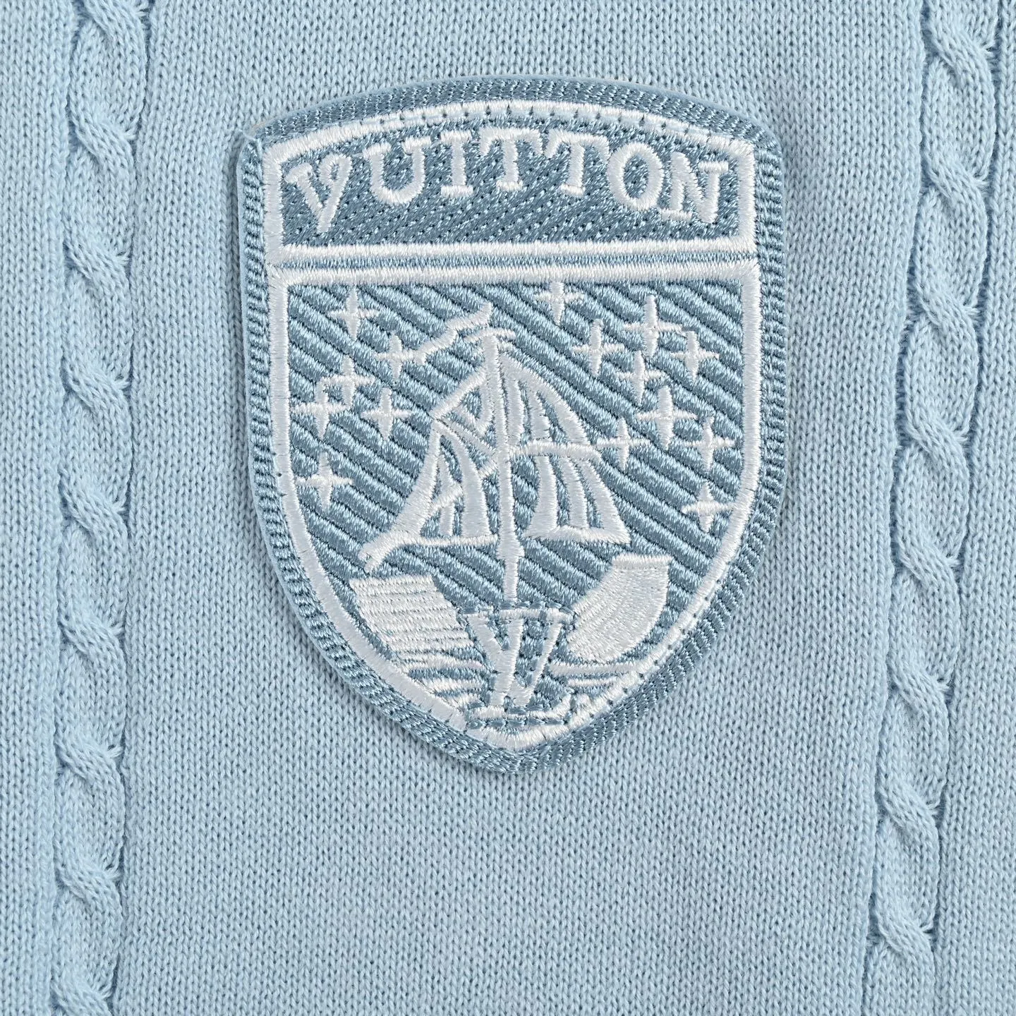 Louis Vuitton/Louis Vuitton 26ss badge embroidered knitted short sleeves